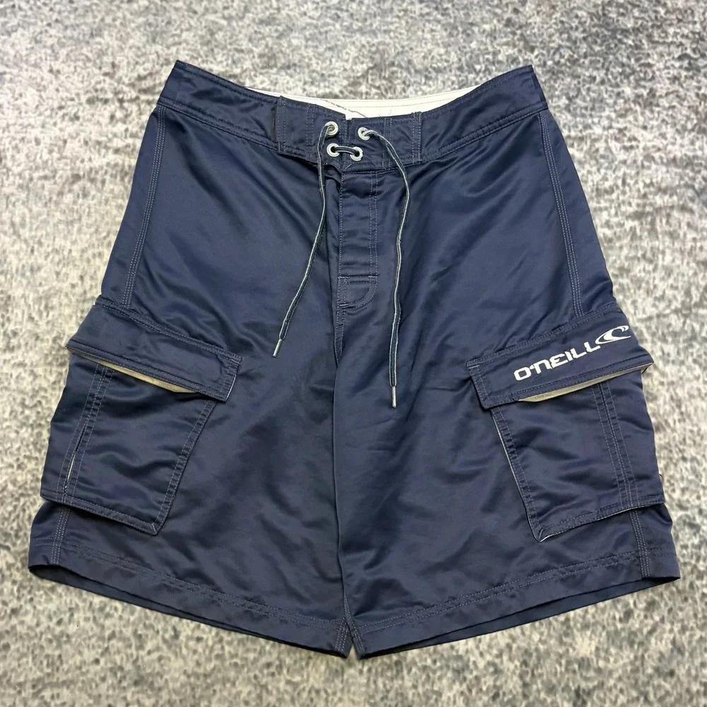 Vintage Y2K O'Neill Board Shorts Mens 31 Navy Blue Cargo Surf Skater Swim Trunks